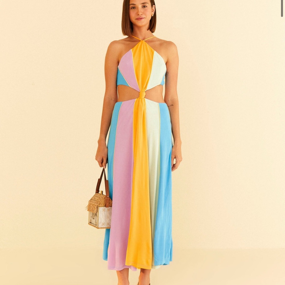 Farm Rio Color Blocking Sleeveless Maxi Dress